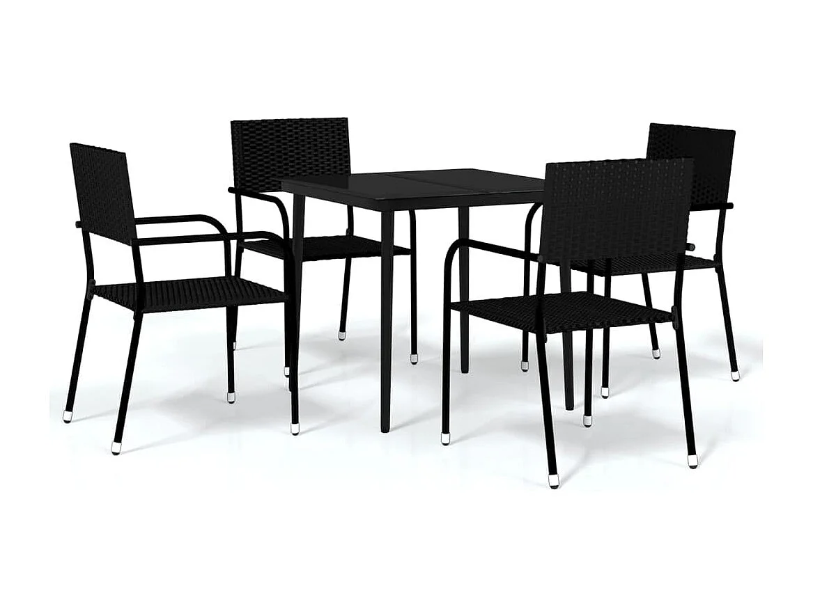 Ensemble de salle à manger de jardin 5 pièces Noir