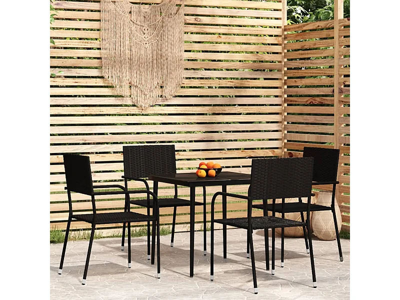 Ensemble de salle à manger de jardin 5 pièces Noir