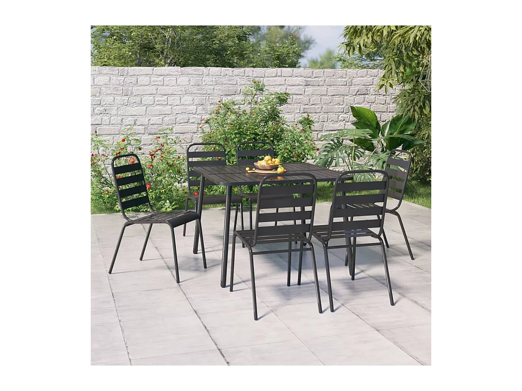 Juego de comedor de jardín 7 piezas acero gris antracita