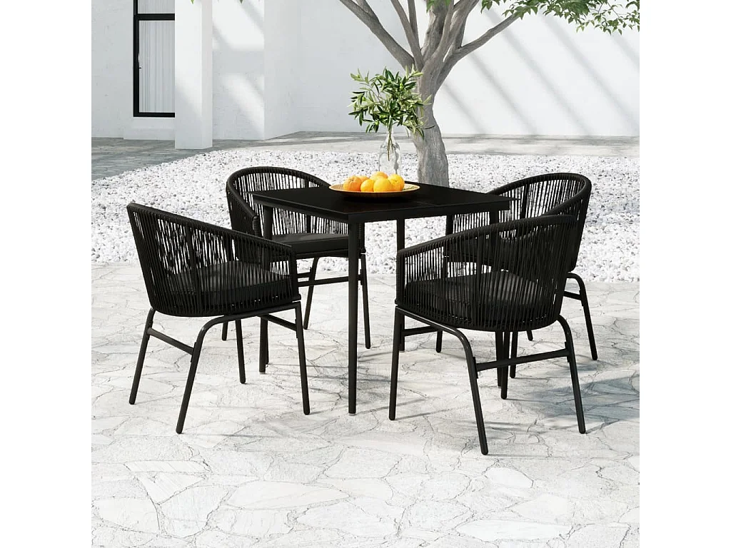 Ensemble de salle à manger de jardin 5 pièces Noir