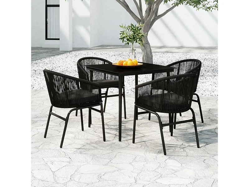 Ensemble de salle à manger de jardin 5 pièces Noir