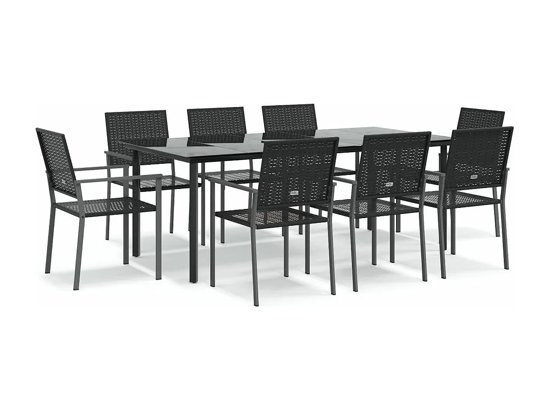 Ensemble à manger de jardin 9 pièces résine tressée acier