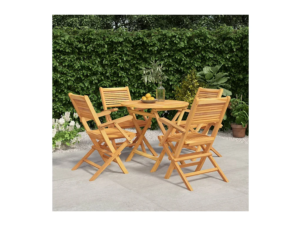 Ensemble à dîner de jardin 5 pièces Bois de teck massif
