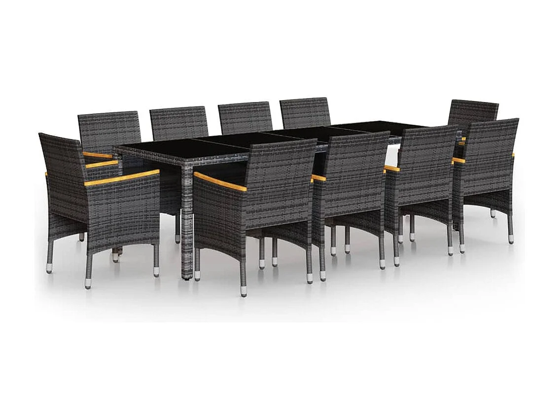 Juego de comedor de jardín 11 piezas ratán sintético gris