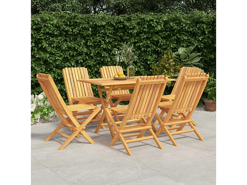 Ensemble à dîner de jardin 7 pièces Bois de teck solide