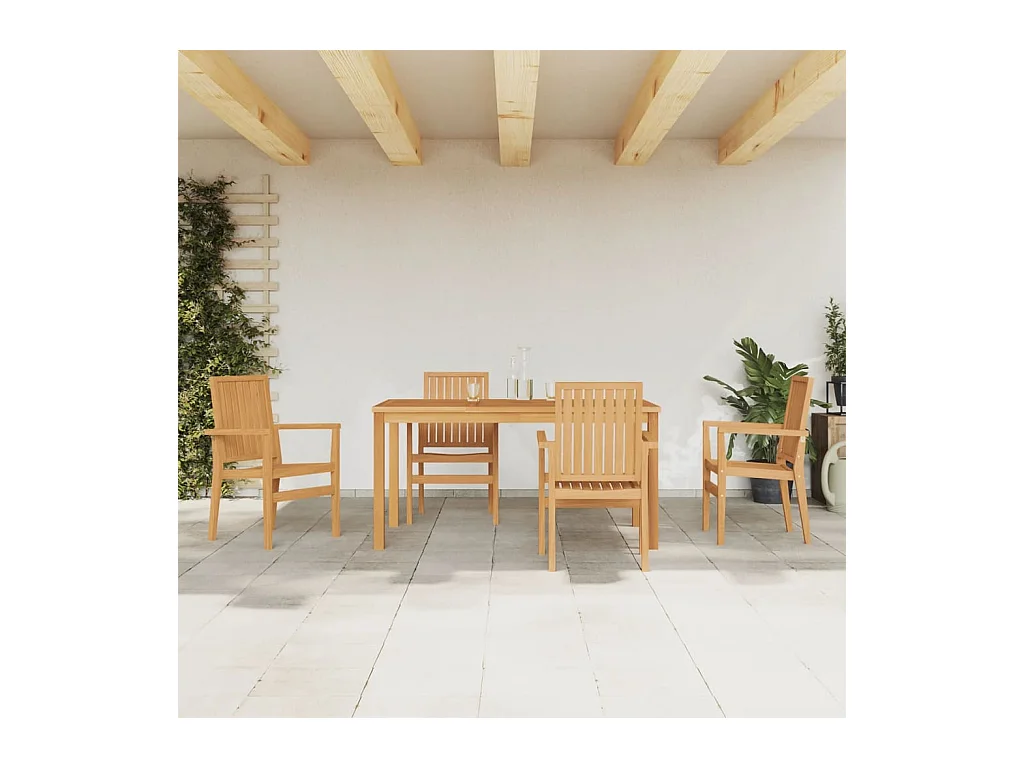Ensemble à dîner de jardin 5 pièces Bois de teck massif