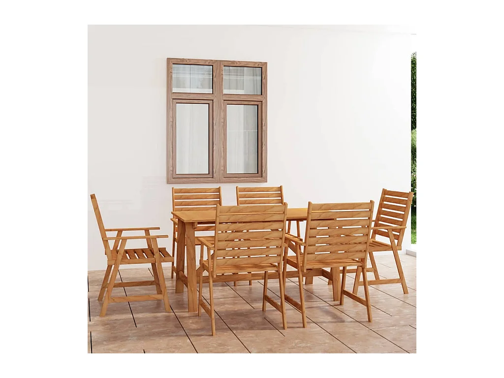 Mobilier de salle à manger de jardin 7 pièces Bois d'acacia solide