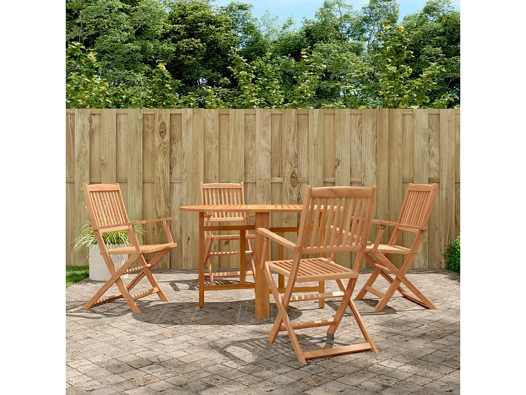 Ensemble à manger d'extérieur pliable 5 pièces Bois d'acacia solide