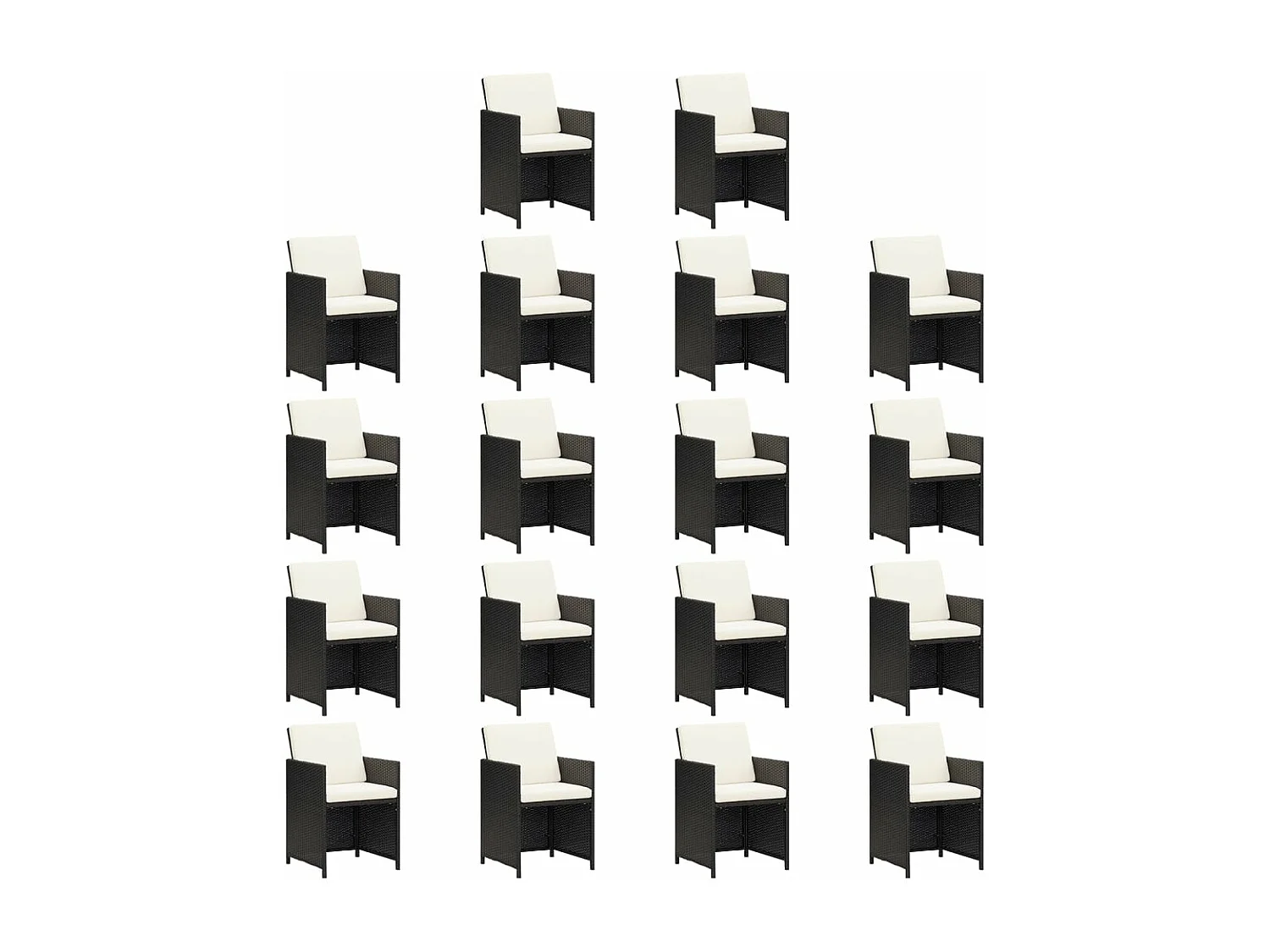 Set de comedor jardín 19 piezas con cojines ratán sintético negro