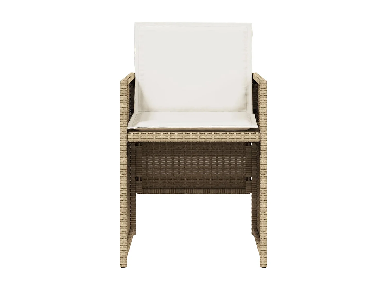 Ensemble à manger de jardin avec coussins 5 pièces Beige poly rotin