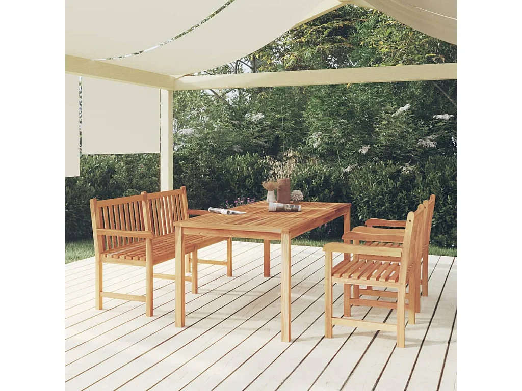 Ensemble à dîner de jardin 4 pièces Bois de teck massif