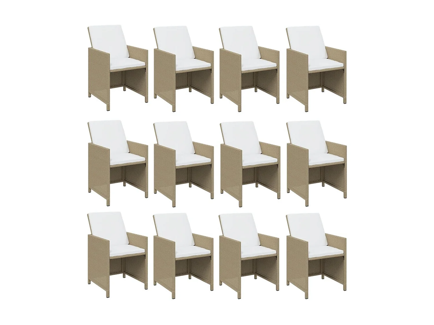 Ensemble à dîner de jardin coussins 17 pièces Résine tressée Beige