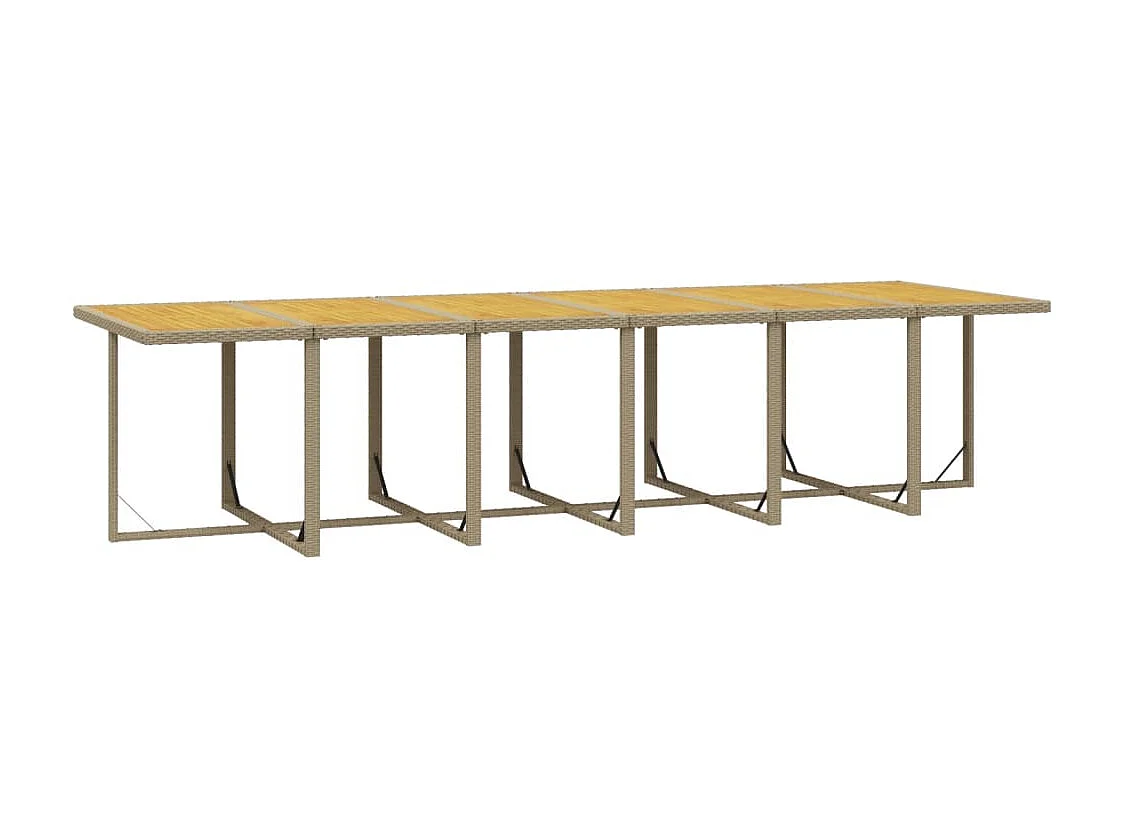 Ensemble à dîner de jardin coussins 17 pièces Résine tressée Beige