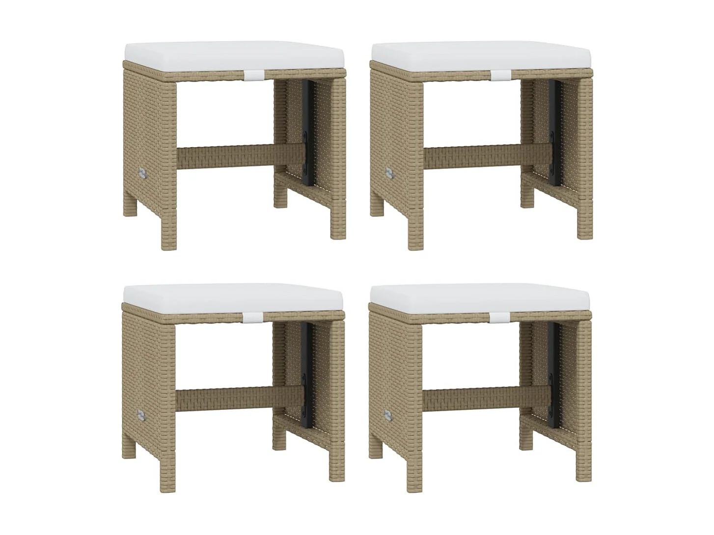 Ensemble à dîner de jardin coussins 17 pièces Résine tressée Beige