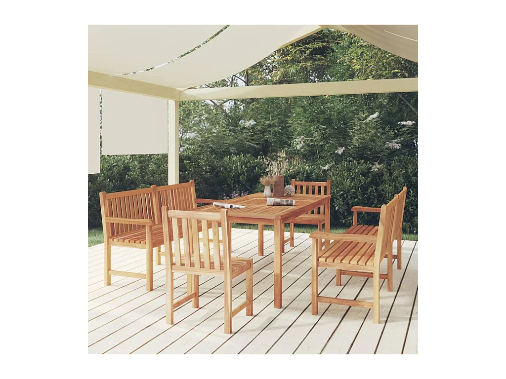 5 peças conjunto de jantar p/ jardim madeira de teca maciça