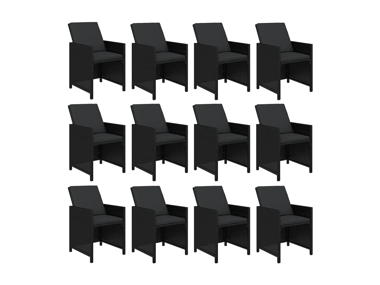 Set comedor de jardín 13 piezas con cojines ratán sintético negro