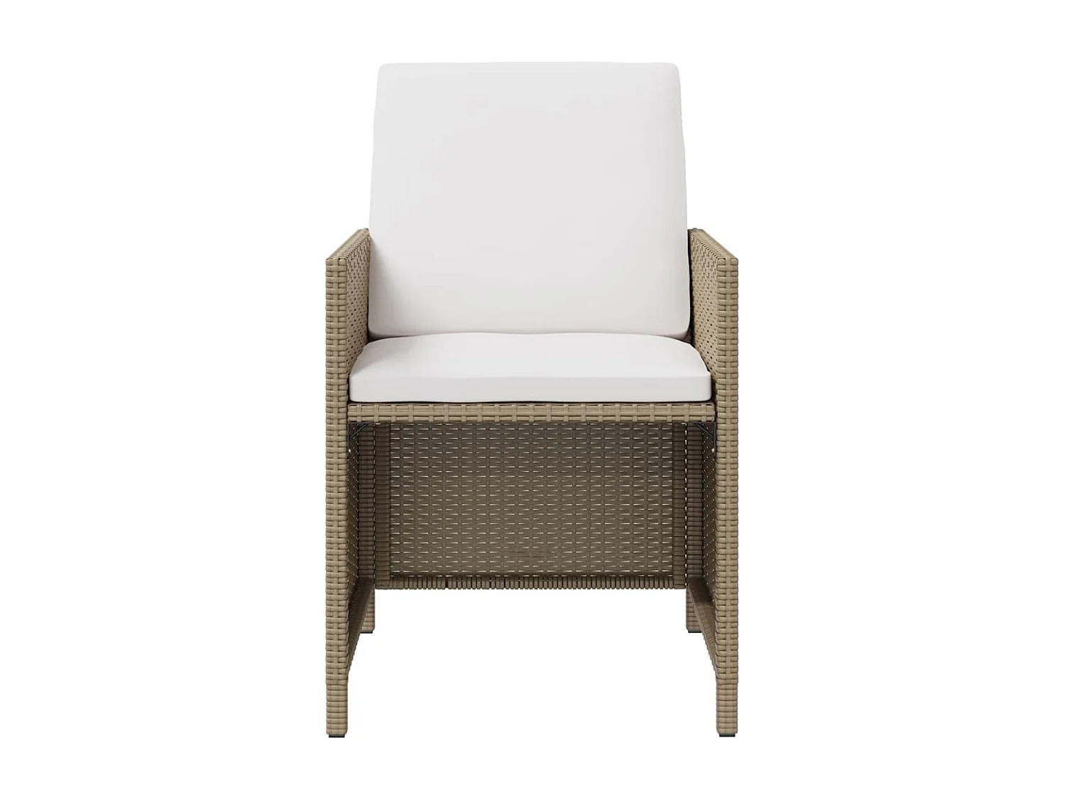 Meubles à dîner de jardin et coussins 5 pièces Poly rotin Beige