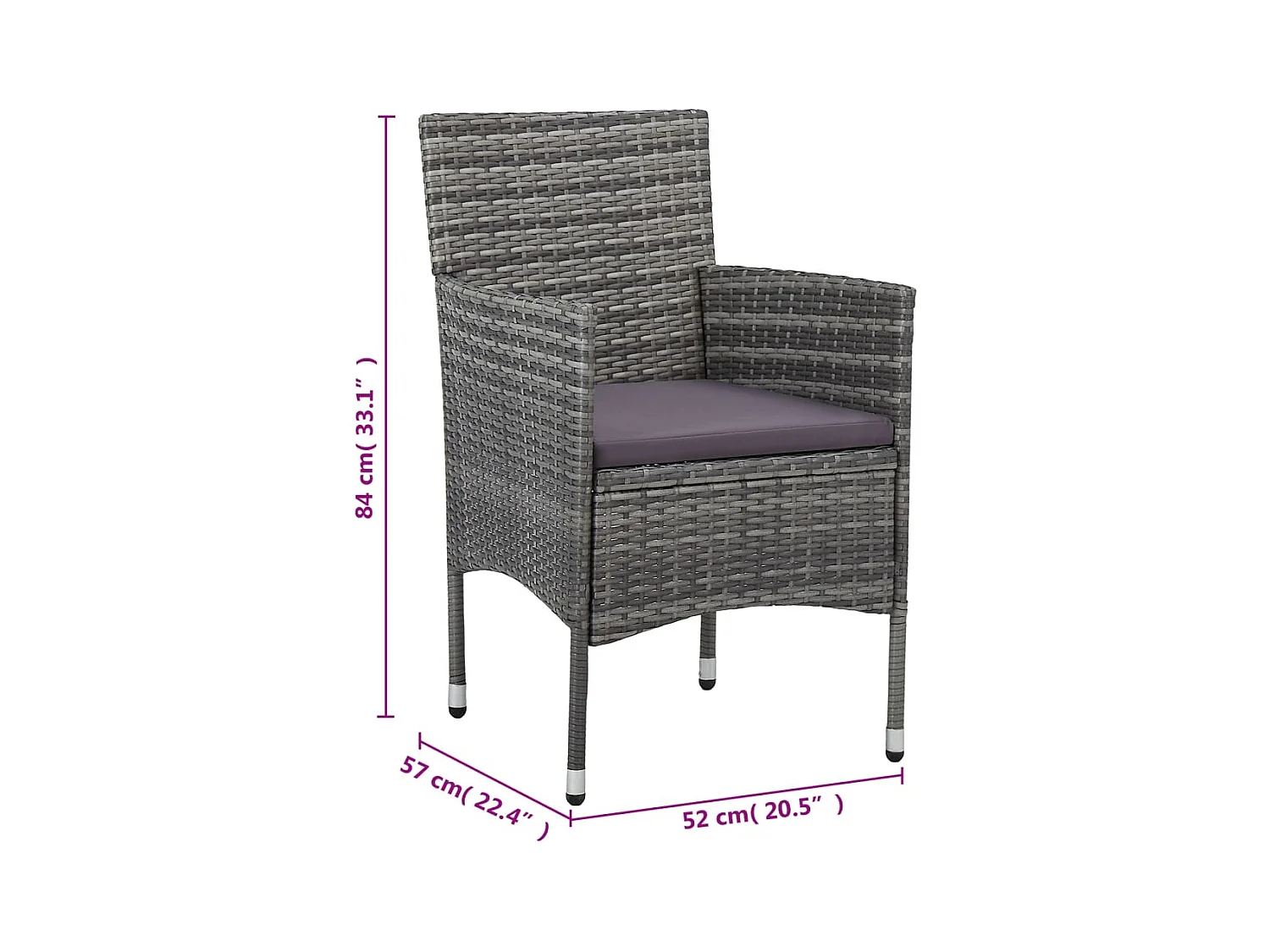 Juego de comedor de jardín 11 piezas ratán sintético gris