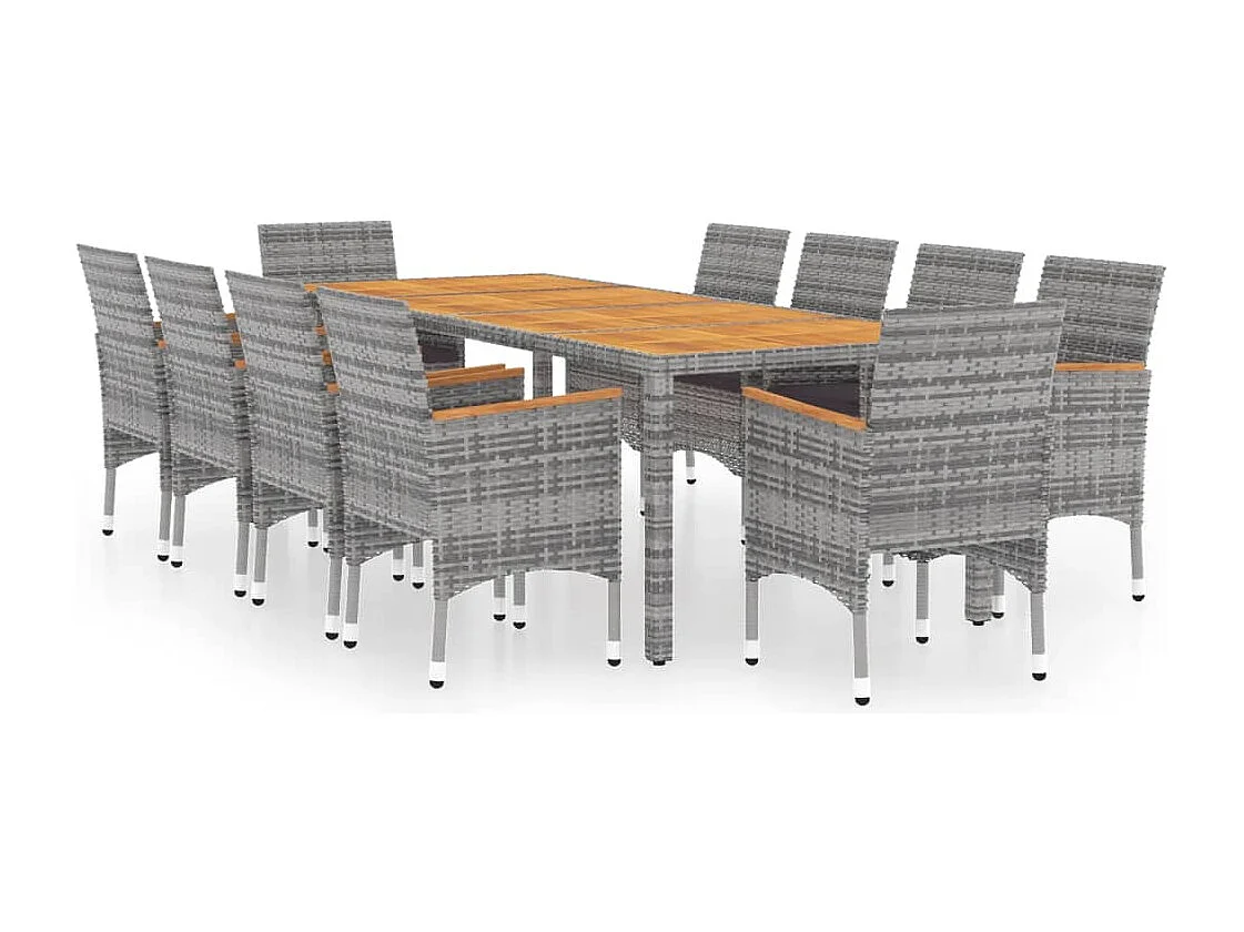 Juego de comedor de jardín 11 piezas ratán sintético gris