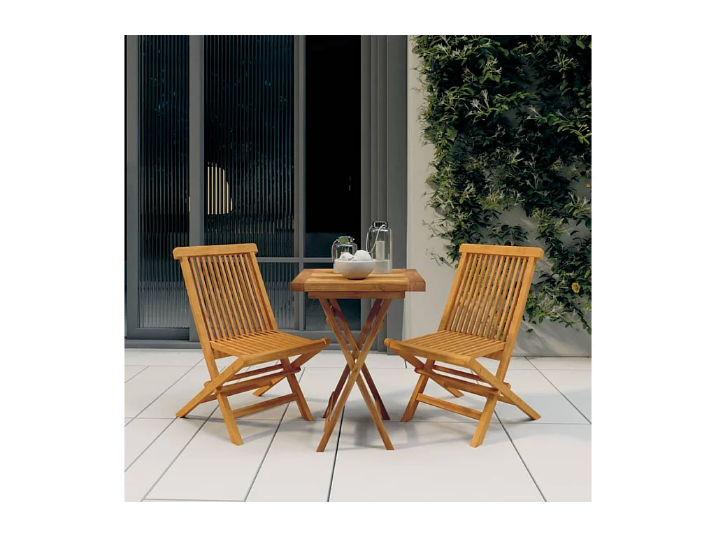 Juego de comedor para jardín 3 piezas madera maciza de teca