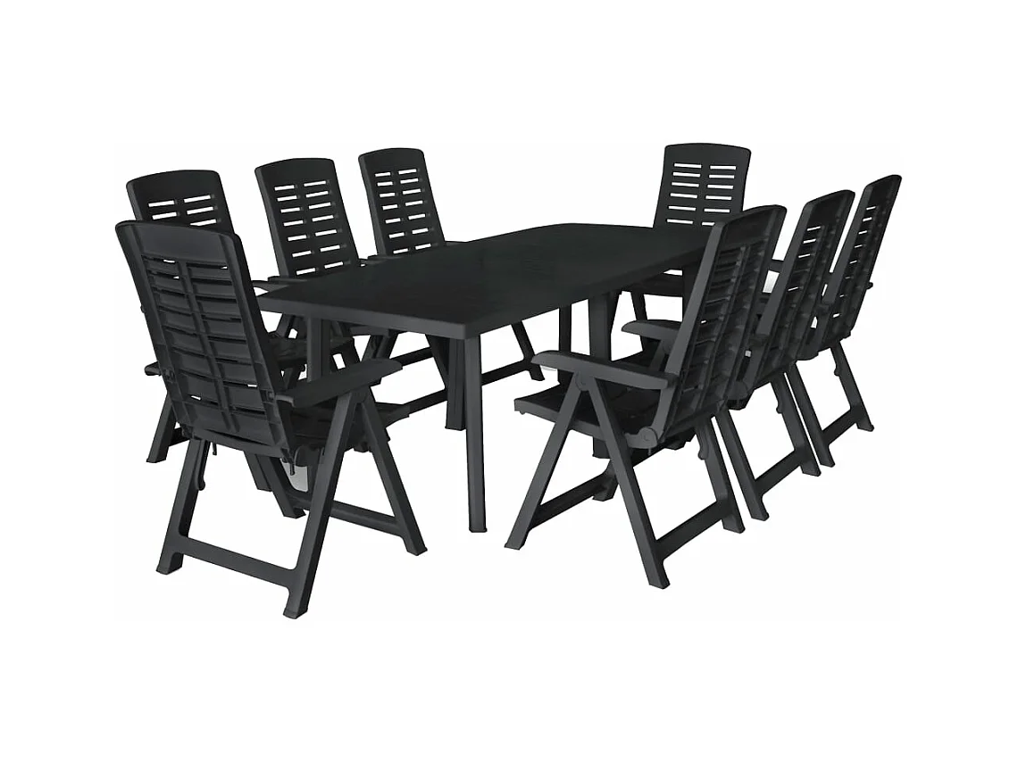 Ensemble de salle à manger de jardin 9 pièces Plastique Anthracite