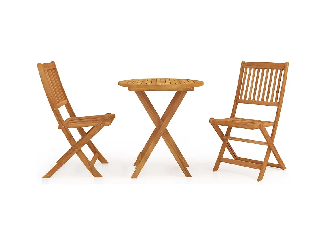 Mobilier à dîner de jardin pliable 3 pièces Bois d'acacia solide