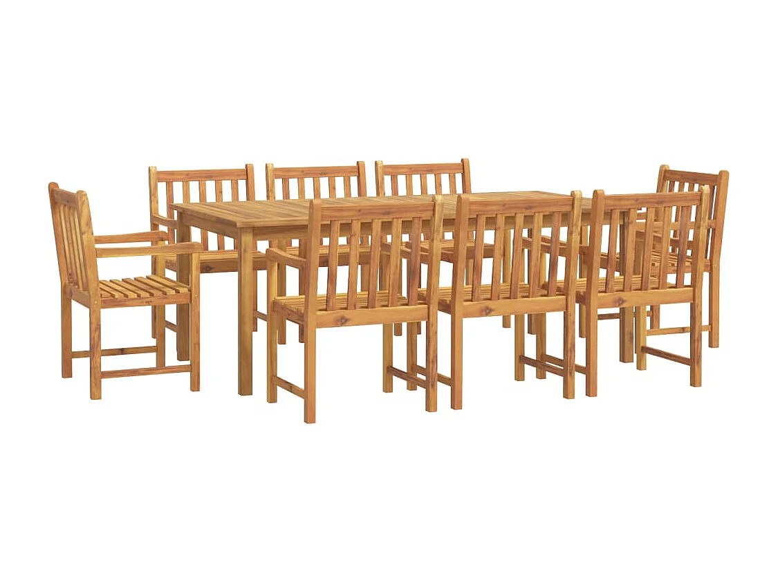 9 peças conjunto de jantar para jardim madeira de acácia maciça