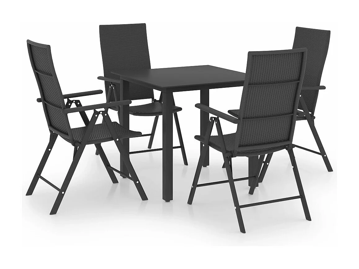 Juego de comedor para jardín 5 piezas negro