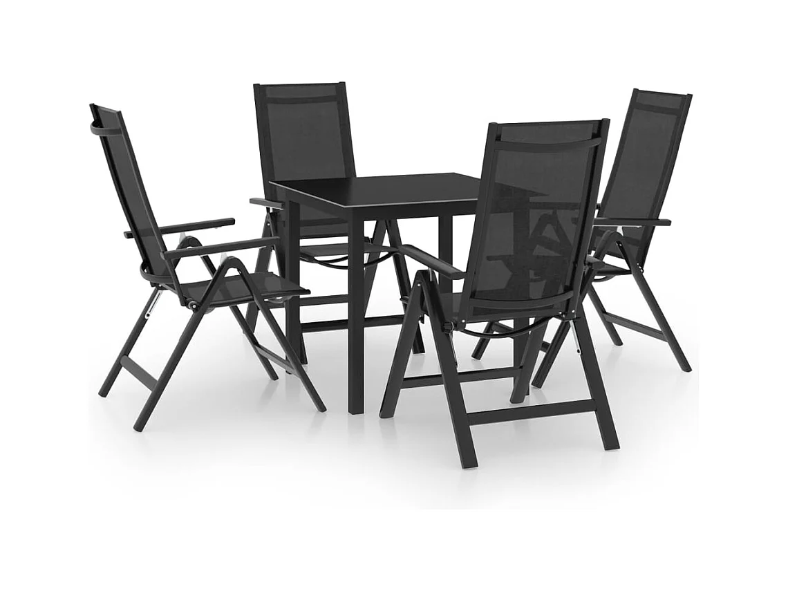 Ensemble de salle à manger de jardin 5 pièces Aluminium Anthracite