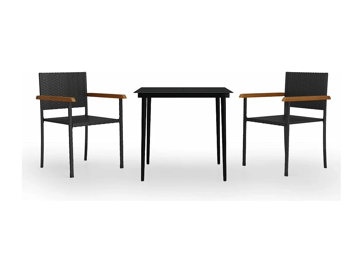 Juego de comedor de jardín 3 piezas negro