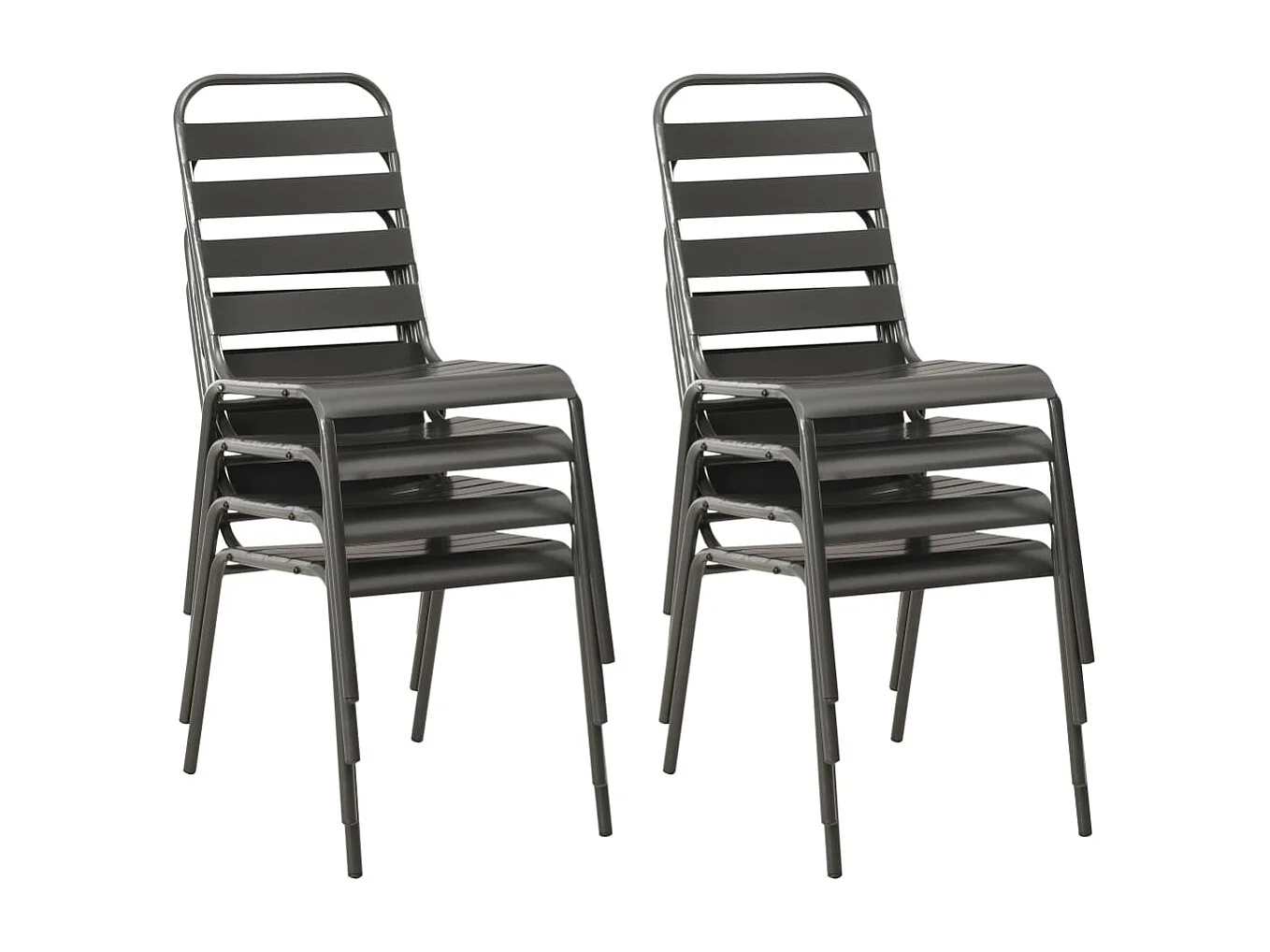 Mobilier de salle à manger d'extérieur 9 pièces Acier Gris foncé