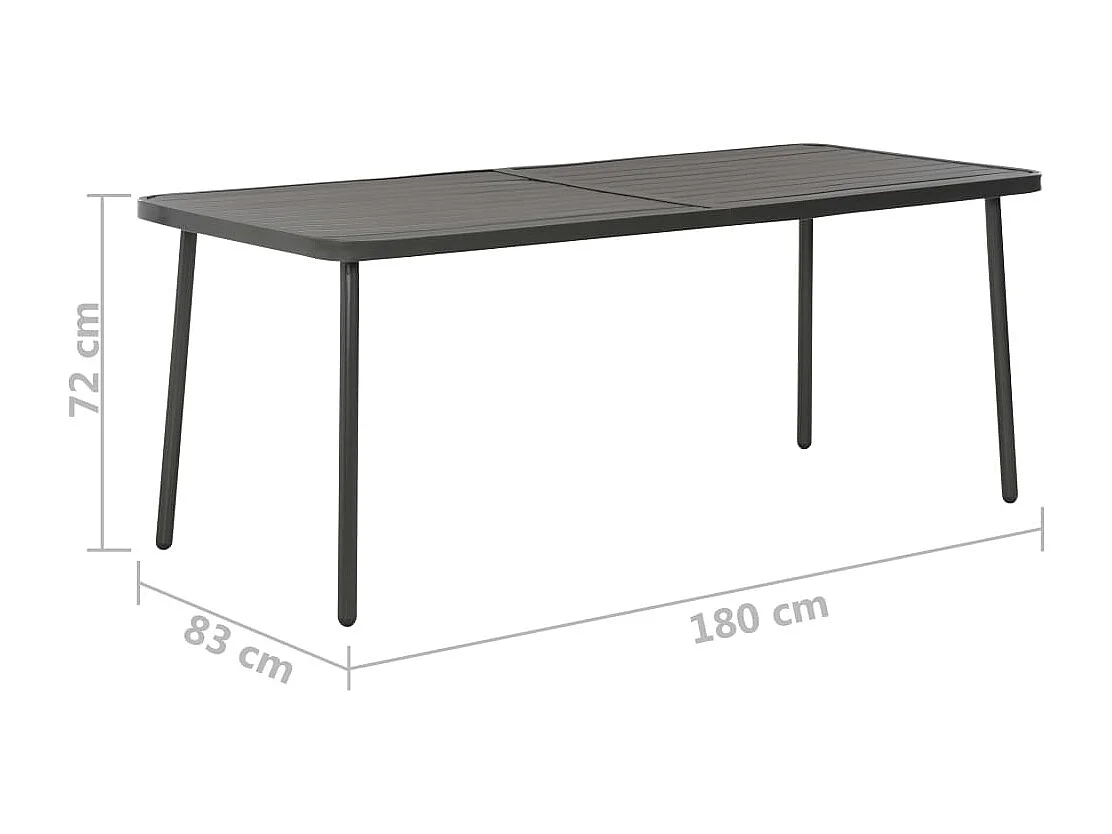 Mobilier de salle à manger d'extérieur 9 pièces Acier Gris foncé