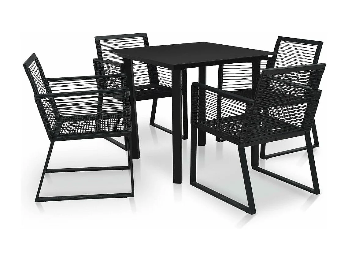 Mobilier à dîner d'extérieur 5 pièces Rotin PVC Noir