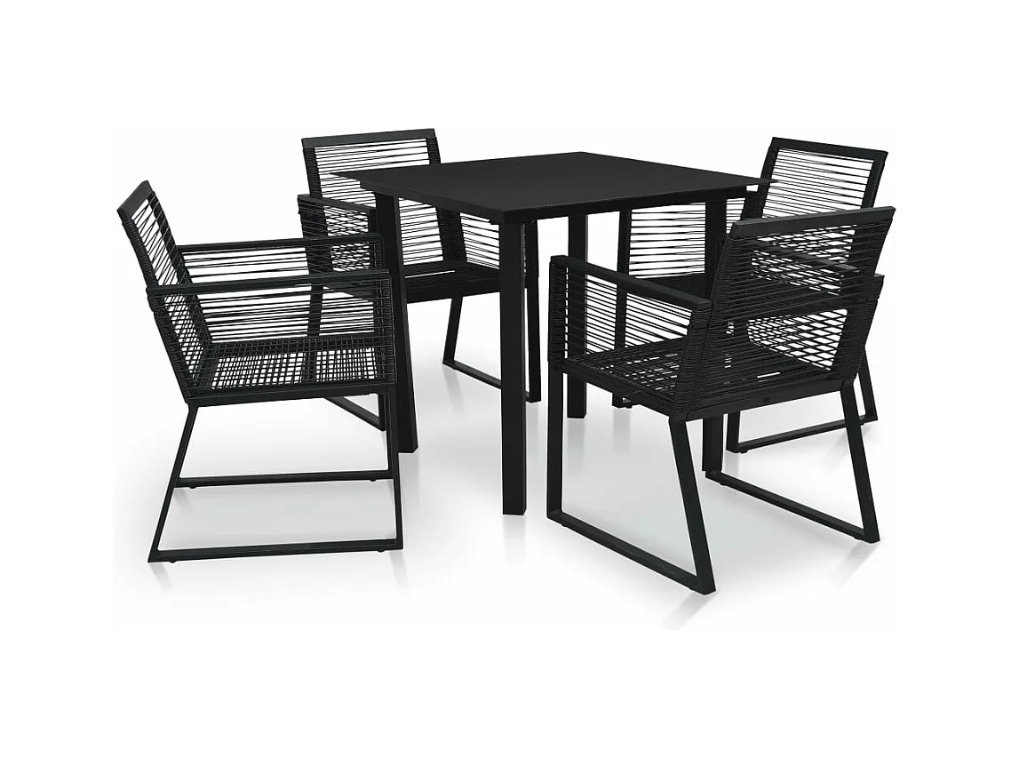 Mobilier à dîner d'extérieur 5 pièces Rotin PVC Noir
