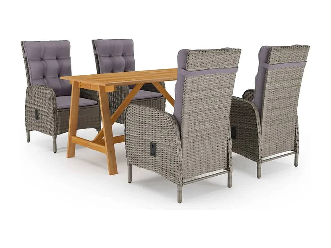 Juego de comedor para jardín 5 piezas gris