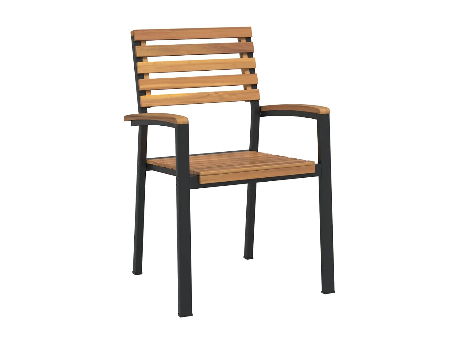 Juego de comedor de jardín 5 piezas madera maciza acacia y metal