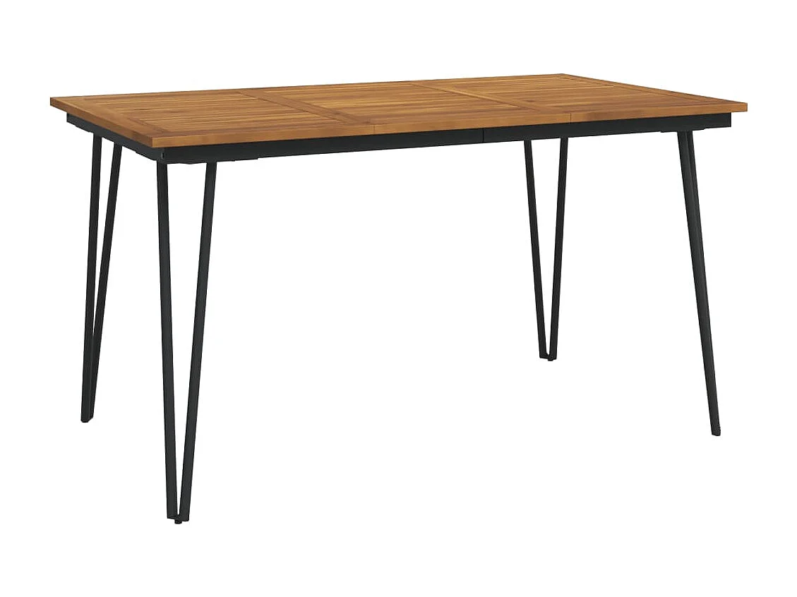 Juego de comedor de jardín 5 piezas madera maciza acacia y metal