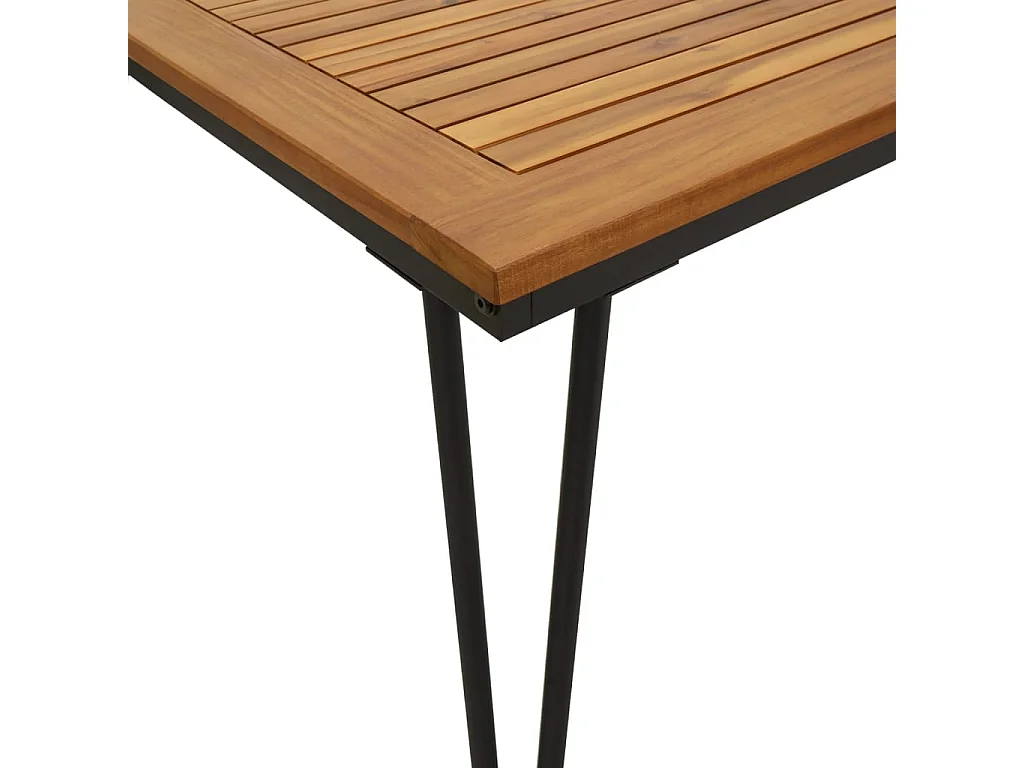 Juego de comedor de jardín 5 piezas madera maciza acacia y metal