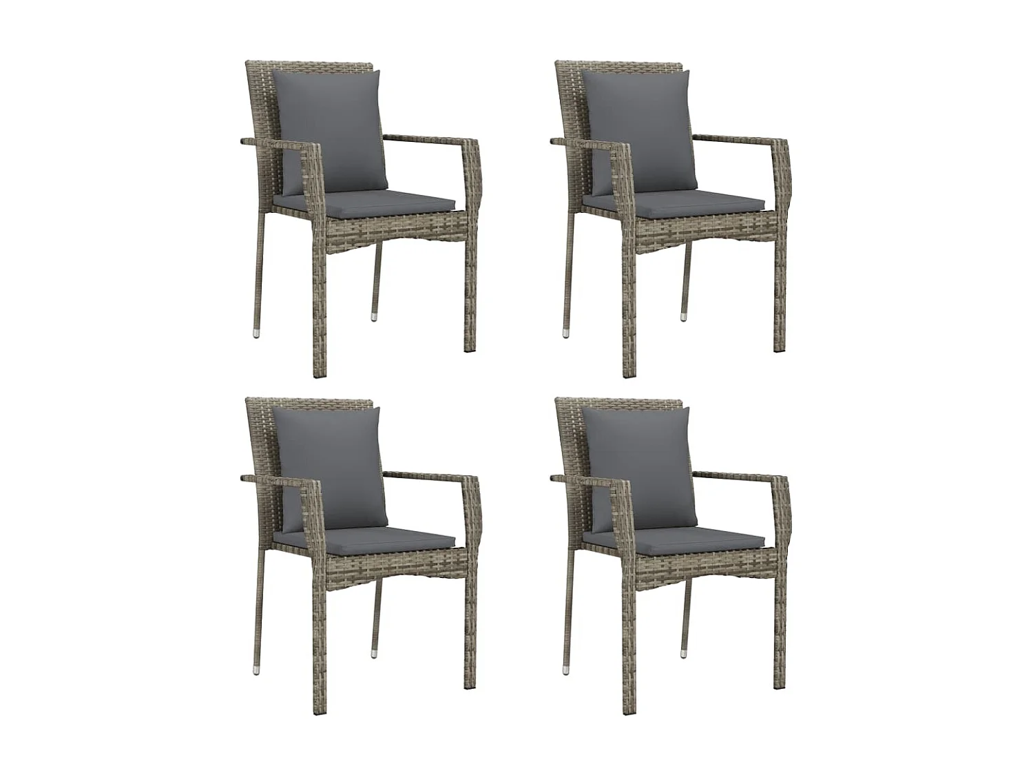 Set comedor de jardín 5 piezas con cojines ratán sintético gris