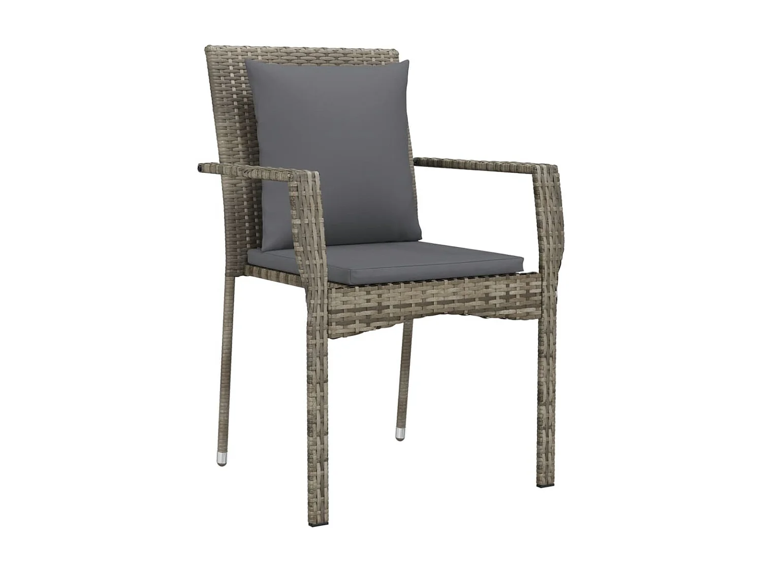 Set comedor de jardín 5 piezas con cojines ratán sintético gris