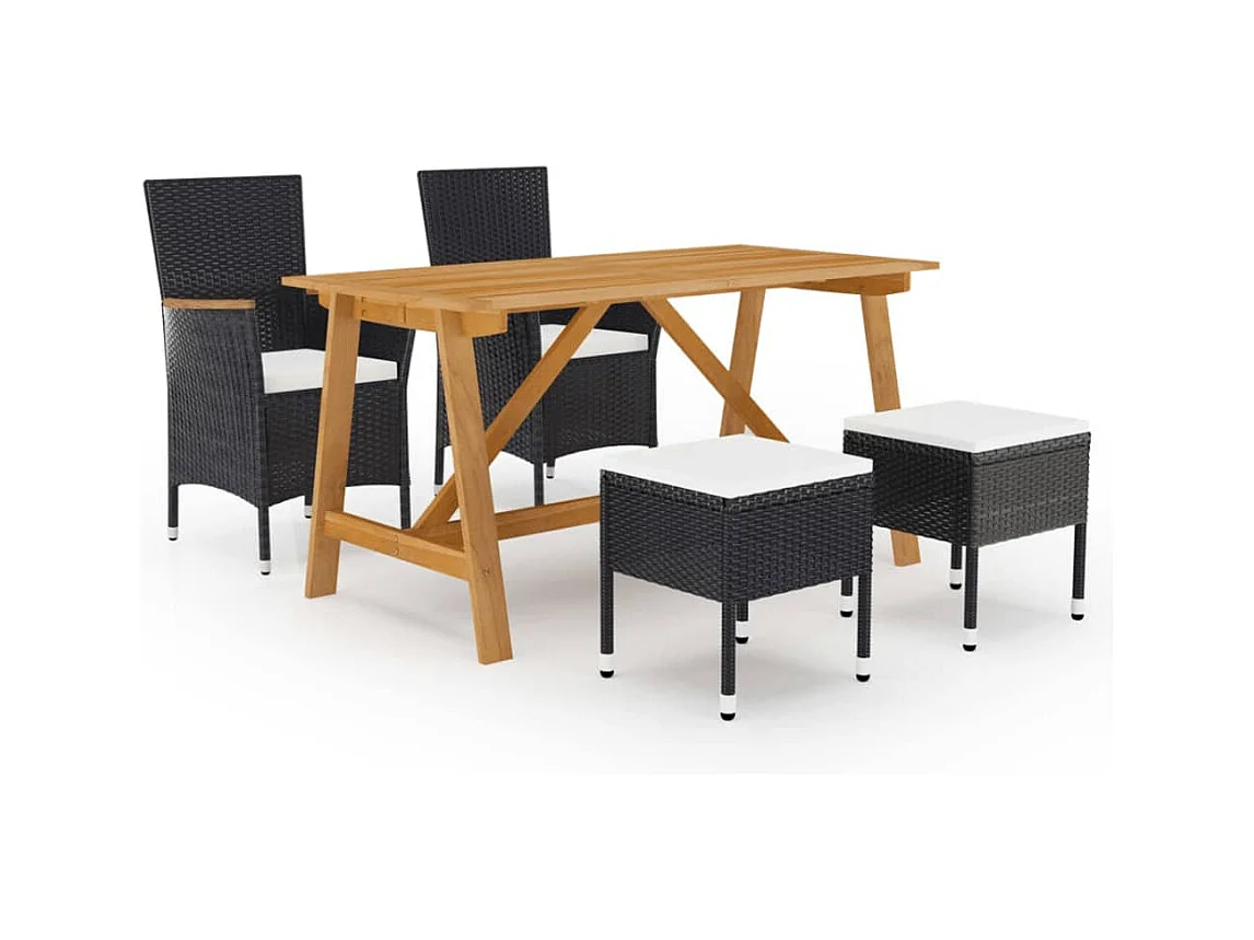 Juego de comedor de jardín de 5 piezas negro