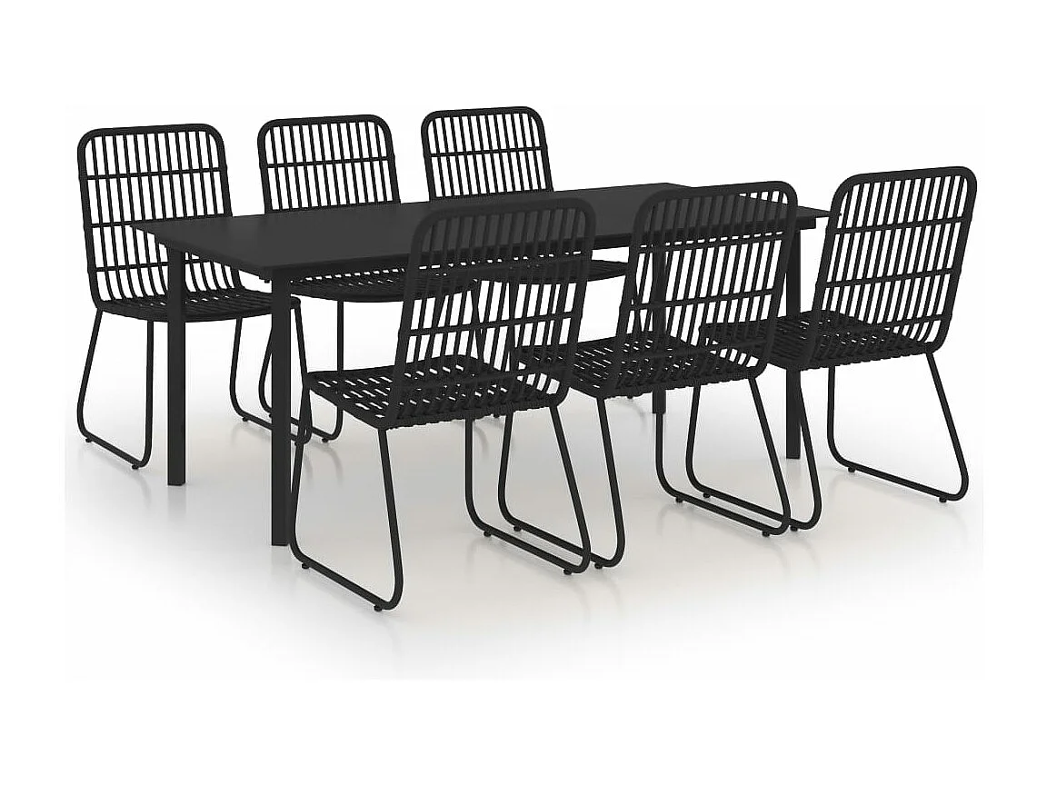 Juego de comedor para jardín 7 piezas ratán sintético y vidrio