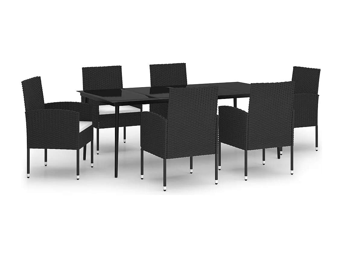 Ensemble de salle à manger de jardin 7 pièces Noir