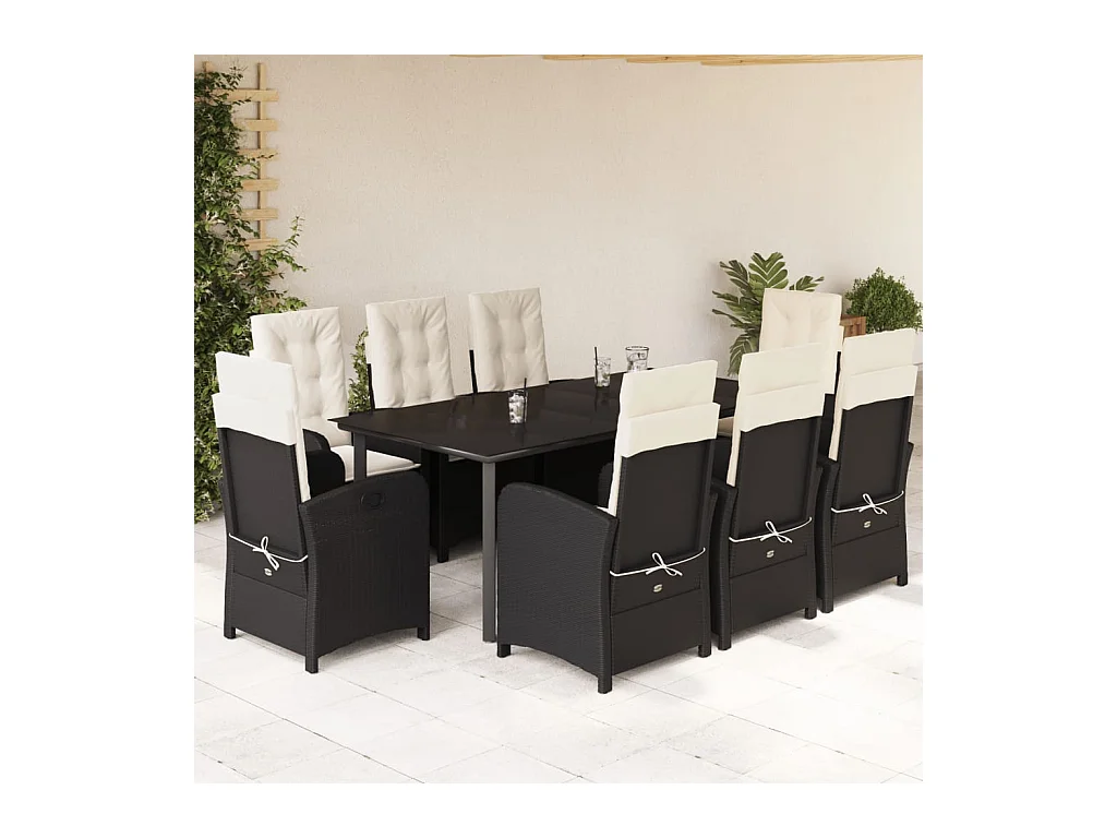 9-delige Tuinset poly rattan zwart