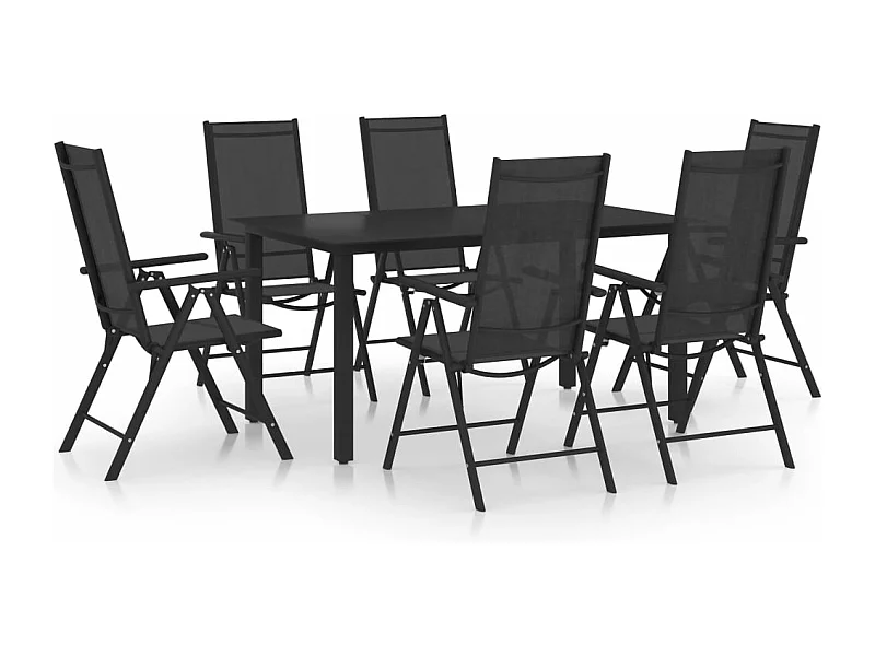 Ensemble de salle à manger de jardin 7 pièces Aluminium Noir