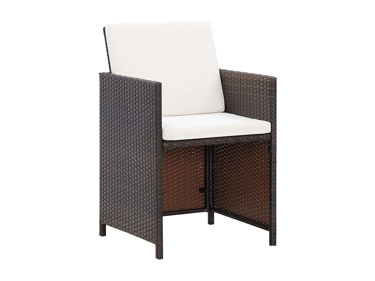 Meubles à dîner de jardin et coussins 3 pièces Marron