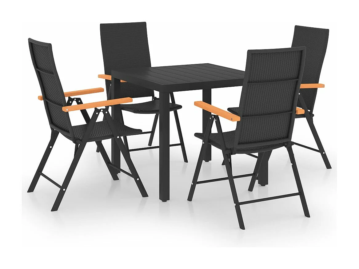 Ensemble de salle à manger de jardin 5 pièces Noir et marron