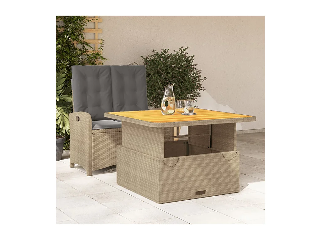 2-delige Tuinset met kussens poly rattan beige