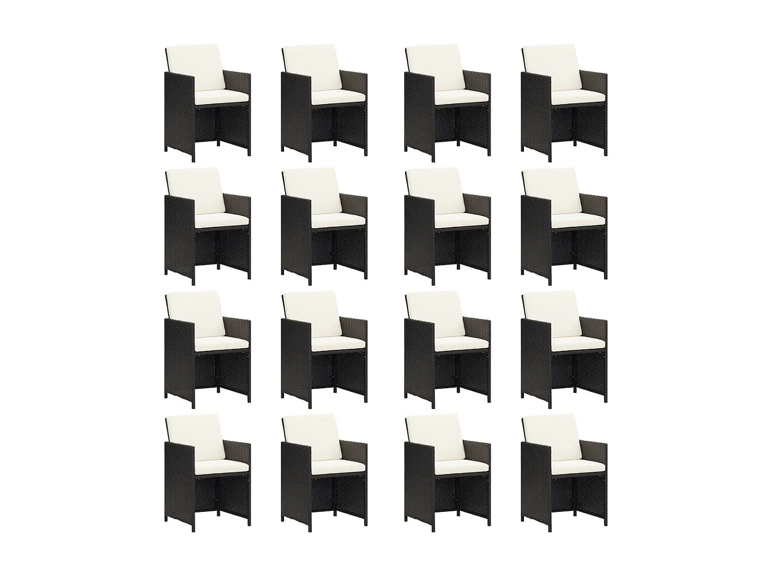 Set de comedor jardín 21 piezas con cojines ratán sintético negro