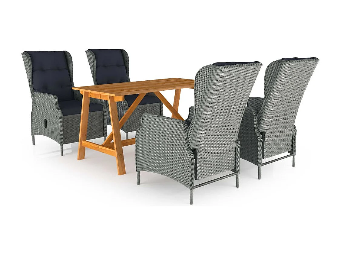 Juego de comedor para jardín de 5 piezas gris claro